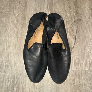 Black Leather Slip-On Shoes